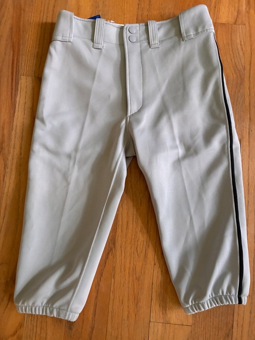 NWT Mizuno Youth XL Padded Baseball Pants Light Gray with Black Piping